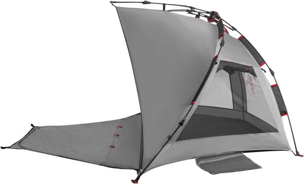 Beach Tent Sun Shelter 3-4 Person Easy Setup Portable Sunshade Canopy Large,Extended Floor,Stakes,Sand Pockets,UPF 50+ Waterproof Windproof Outdoor Camping Fishing Picnic
