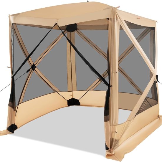 6.7x6.7 Ft Pop Up Gazebo with Netting, Portable Screen Tent with 4 Sided Mesh Walls, 2 Sunshade Cloths, UV 50+ Instant Canopy Shelter with Carry Bag for Camping, Lawn, Backyard