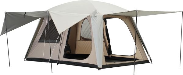 4-6 Person Camping Tent with 3 Door 2 Room Large Family Cabin Tents, Double Layer Waterproof Portable Glamping Tent, Big Tents for Outdoor Camping Hiking and Backpacking
