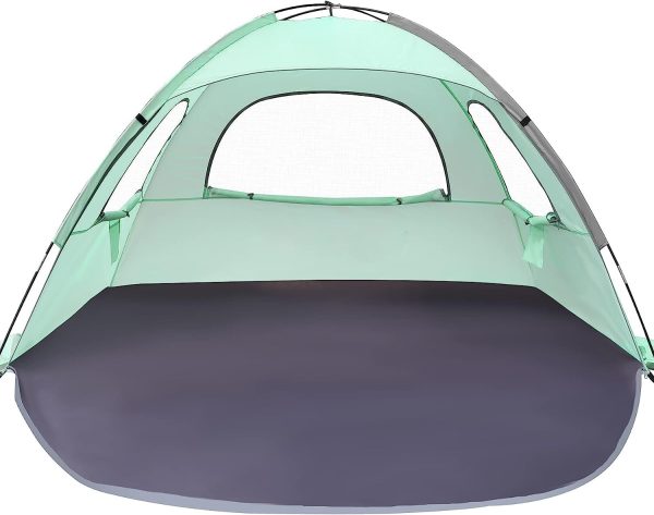 Beach Tent Anti-UV Portable Sun Shade Shelter for 3/4/6/8 Person, Extendable Floor with 3 Ventilating Mesh Windows Plus Carrying Bag, Stakes and Guy Lines