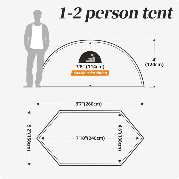 1 Person Tent for Camping, Backpacking Tent with Easy Setup, 3 to 4 Season Camping Tents, Lightweight Outdoor Tent for Hiking Mountain Hunting - Image 2