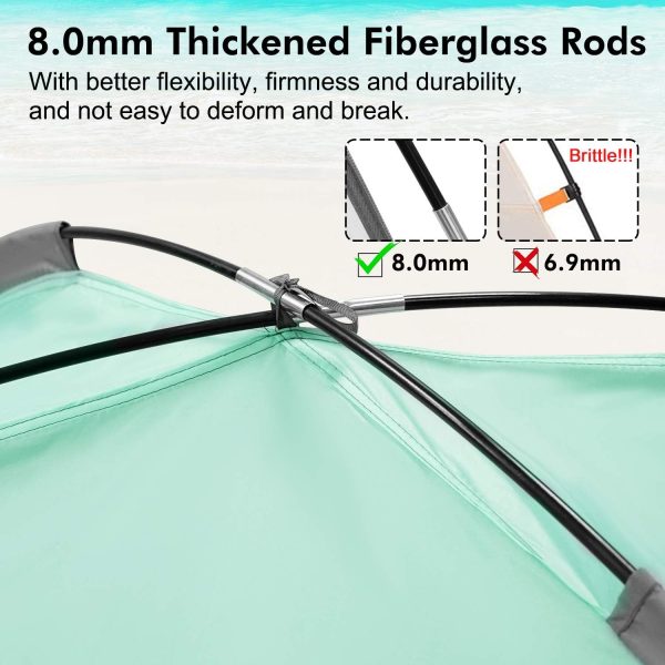 Beach Tent Anti-UV Portable Sun Shade Shelter for 3/4/6/8 Person, Extendable Floor with 3 Ventilating Mesh Windows Plus Carrying Bag, Stakes and Guy Lines - Image 2